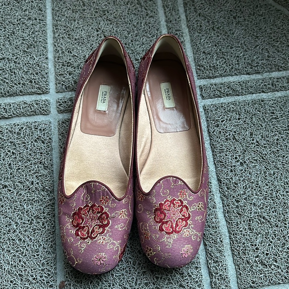 PRADA Jacquard Fabric Ballet Flats Size 35 1/2